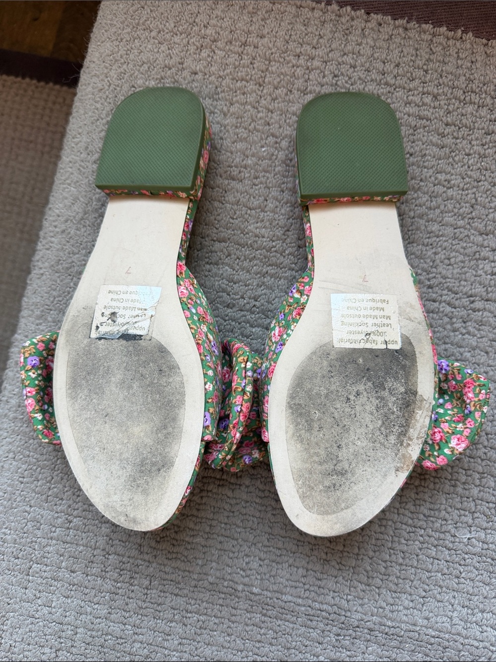 Jeffrey Campbell Floral Bow Slides in Green and Pink - Picture 4 of 5